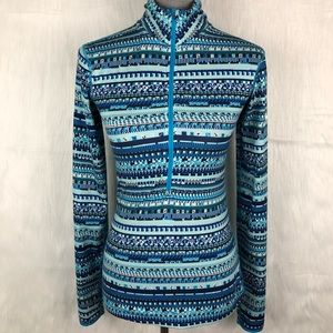 Nike Pro Blue Aztec Print Half Zip Fitted Pullover